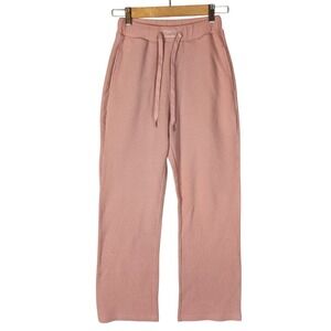 Comfrt Waffle Knit Lounge Pants XS Pink Drawstring Straight Leg